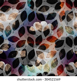 Seamless background pattern.  Autumn pattern with leaves.