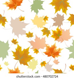 Seamless background pattern of autumn leaves. Falling Leaves