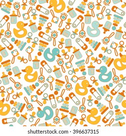 Seamless background pattern for baby shower, new baby greeting and announcement card. Vector illustration