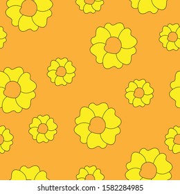 Seamless background, pattern, beautiful yellow flowers