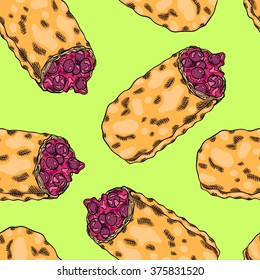 Seamless background with a pattern of berry pie