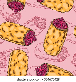 Seamless background with a pattern of berry pie