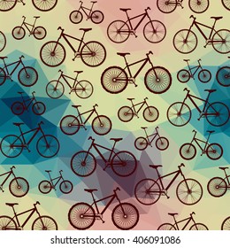 Seamless background pattern. Pattern of bicycles.