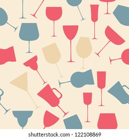 Seamless background pattern of black alcoholic glass.