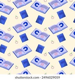 Seamless background pattern of book bundle. Back to school, teacher's day, love of knowledge. Vector illustration EPS10

