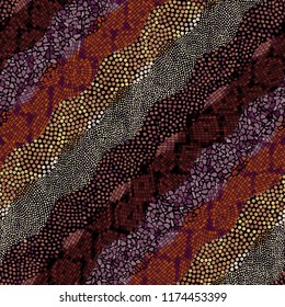 Seamless background pattern. Brown mosaic art pattern of different tile textures. Art Nouveau style.