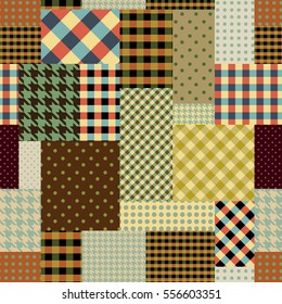 Seamless background pattern. Brown retro patchwork of a rectangles