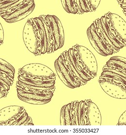 Seamless background with a pattern of burger