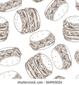 Seamless background with a pattern of burger