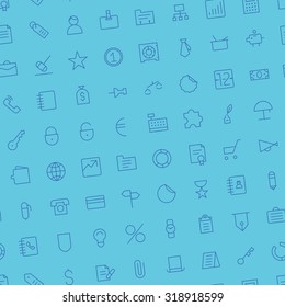 Seamless background pattern for business and finance made of thin line icons. Vector illustration.