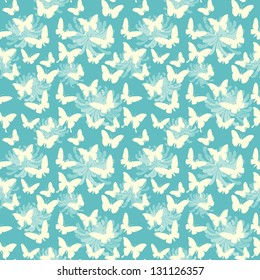 Seamless background pattern with butterflies & flowers