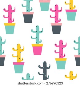 seamless background pattern with cactus