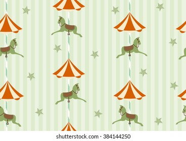 Seamless background pattern of carousel horse,Vector illustrations