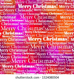 Seamless background pattern. Christmas lettering pattern on red background. Vector image