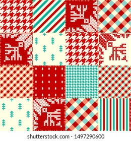 Seamless background pattern. Christmas Patchwork pattern. Vector image
