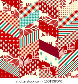 Seamless background pattern. Christmas Patchwork pattern. Vector image
