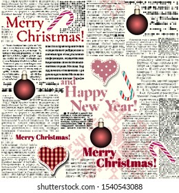 Seamless background pattern. Christmas pattern in retro style. Vector image
