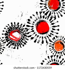 seamless background pattern, with circles, paint strokes and splashes