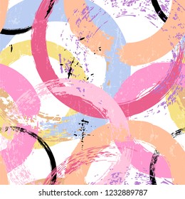 seamless background pattern, with circles, paint strokes and splashes