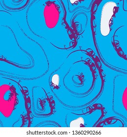 Seamless background pattern, with circles, paint strokes and splashes