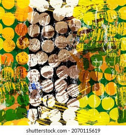 seamless background pattern, with circles, paint strokes and splashes, grungy