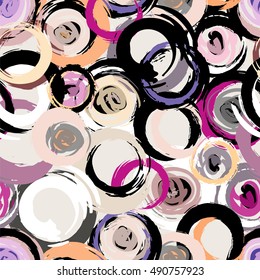 seamless background pattern, with circles, paint strokes and splashes
