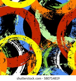 seamless background pattern, with circles, paint strokes and splashes
