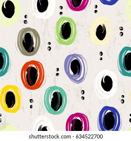 seamless background pattern, with circles, paint strokes and splashes