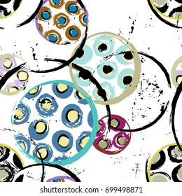 seamless background pattern, with circles, paint strokes and splashes