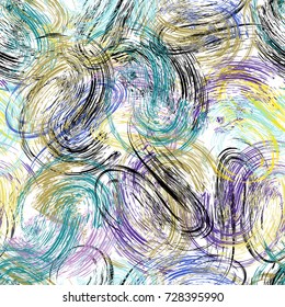 seamless background pattern, with circles, paint strokes and splashes