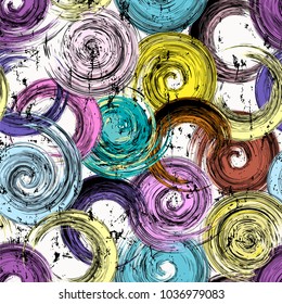 seamless background pattern, with circles, strokes and splashes, grungy