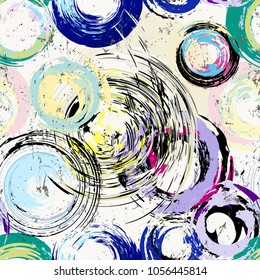 seamless background pattern, with circles, strokes and splashes