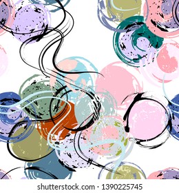 seamless background pattern, with circles, strokes and splashes