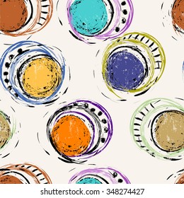 seamless background pattern, with circles and strokes, grungy