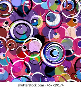 seamless background pattern, with circles, strokes and splashes