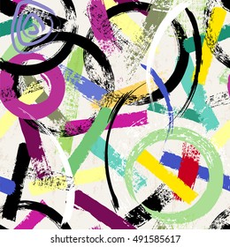 seamless background pattern, with circles, strokes and splashes