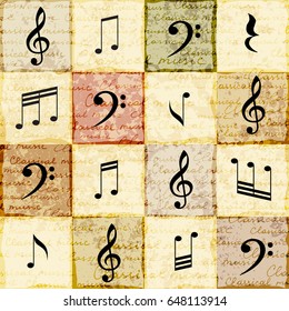 Seamless background pattern. Classical music pattern with the notes.