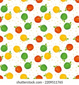 Seamless background pattern with colored bell peppers
