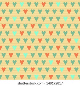 seamless background or pattern  with colorful geometric hearts vintage
