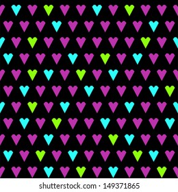 seamless background or pattern with colorful geometric hearts vintage