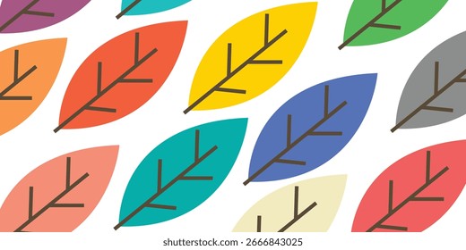 Patrón de fondo sin fisuras con hojas de colores. Plantilla de Anuncio de Naturaleza. Plantas y flores