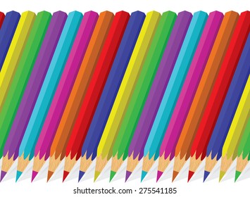 Seamless background pattern of colorful pencils. Vector illustration