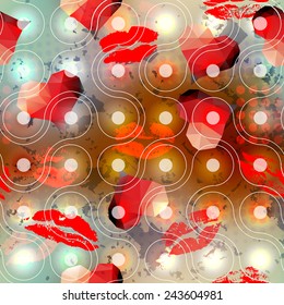 Seamless background pattern. Connected balls and grunge elements.
