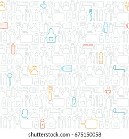 Seamless background pattern of Cooking Kitchen utensil icons