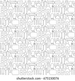 Seamless background pattern of Cooking Kitchen utensil icons