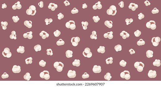 Seamless background. Pattern of corn popcorn flying seeds. Vector illustration