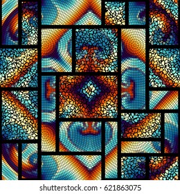 Seamless background pattern. Decorative geometric mosaic pattern.