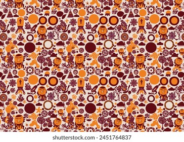 Seamless background pattern with decorative groovy forms