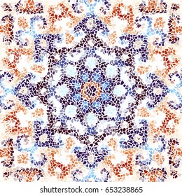 Seamless background pattern. Decorative round mosaic art pattern. Gamma of pastel colors.