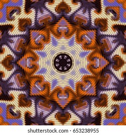 Seamless background pattern. Decorative round mosaic art pattern.
